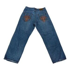 Old Skool Baggy Jeans Men 38 (36x32) Blue Denim Cross StreetWear Y2K